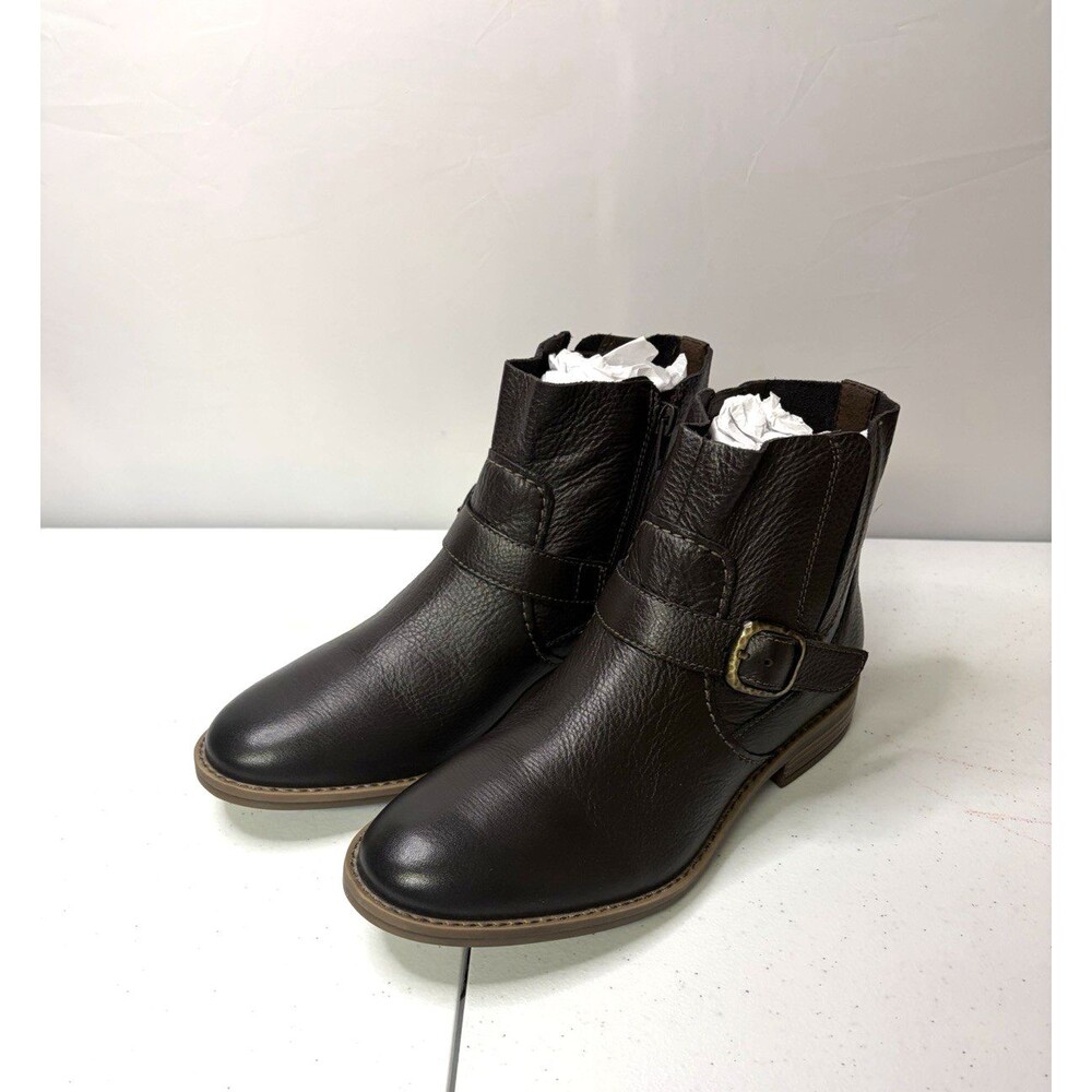 Clark's Camzin Loop Ankle Boots Dark Brown Leather Women's Size 8M New